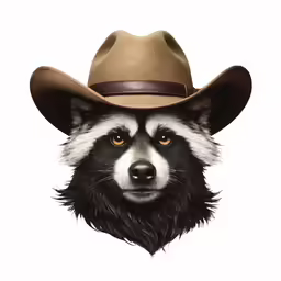 a mask with the image of a raccoon wearing a cowboy hat