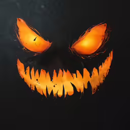 a face made out of orange light and glowing