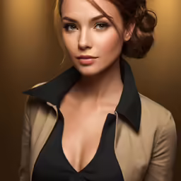 a woman with an elegant outfit in the studio