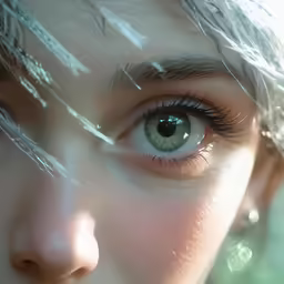 the young child has large eyes with some water on their cheeks