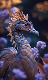 an odd looking bird sitting in the middle of a field