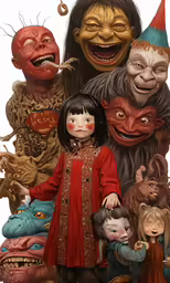 many different cartoon heads with faces of children