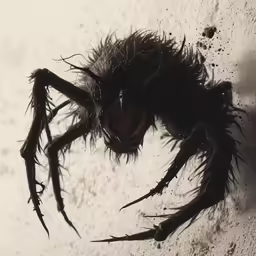 the front view of a spider in the snow