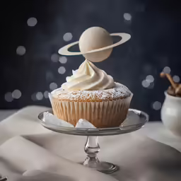 a small cupcake with frosting on a plate