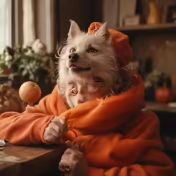 an adorable little girl sitting next to a dog