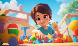 a child playing with lego blocks on the ground
