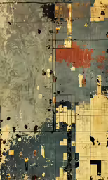 an abstract painting that looks like it has been torn and stained