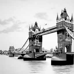 a black and white photograph of the london bridge