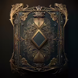an ornate gold frame with a crown on top