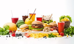 a large assortment of food that is on a table