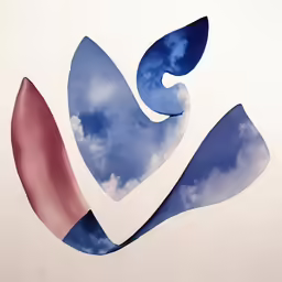 a painting that has an artistic shape of waves and clouds