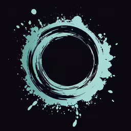 a circle with a blue center sitting in a black background