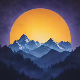 the sun is setting over the mountains of the earth