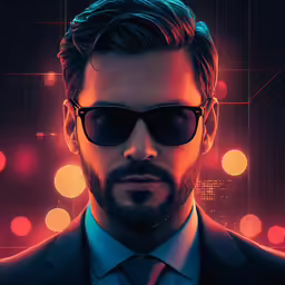a young man in sunglasses wearing a suit