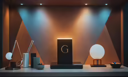 the speaker is sitting on a table next to an object