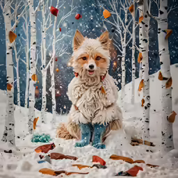 there is a cute puppy wearing boots in the snow