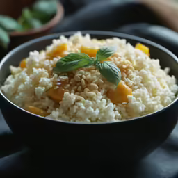 this is a meal in a black bowl