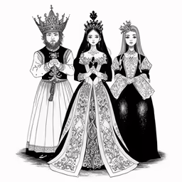 a drawing of two people wearing different clothes