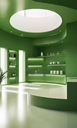 an interior design photograph that has green colors
