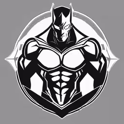 a black and white image of a superhero,the batman silhouette with the symbol for a mascot