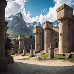 an old castle with some steps leading up to it
