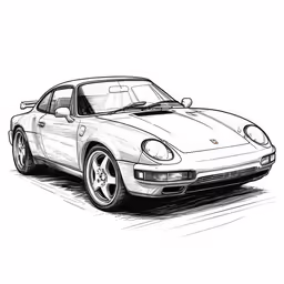 a drawing of a white porsche gt2