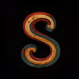 the letter s that appears to have wavy paint