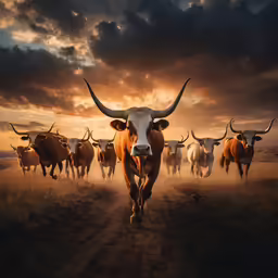 large group of animals running towards the camera