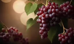 several clusters of red grapes hanging from the vine