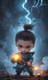 an image of a young girl holding a glowing ball in her hand
