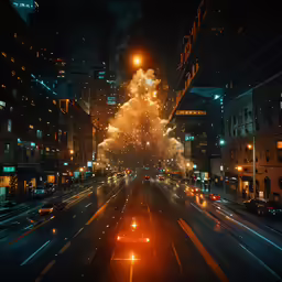 the city is at night and all that is illuminated