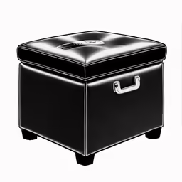 an image of a leather footstool in black
