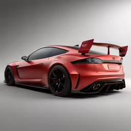 the rear end of a red sports car