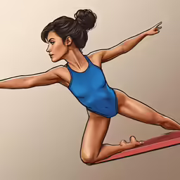 a drawing of a woman on top of a red surfboard