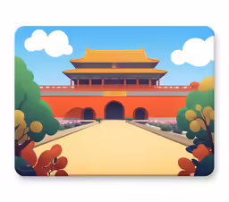 a scenic place scene in asia with an orange gate