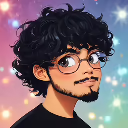 a drawing of a young man with glasses