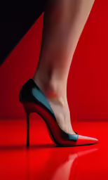 the back of a womans high heeled shoes