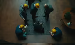 people are wearing hardhats and holding laptop computers