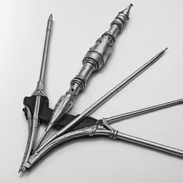 four metal utensils lying on top of each other