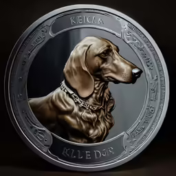 a dog is painted in a metal circle