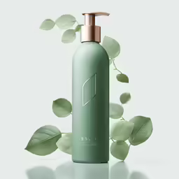 a bottle that is next to some green leaves