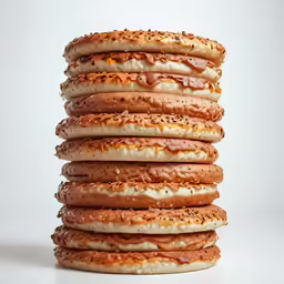 five donuts with frosting on top of each