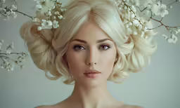 this is a beautiful blonde with an elegant hairdo