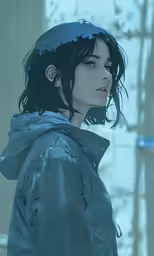the character in the anime is wearing a helmet