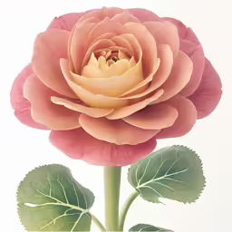 a pink flower with a green stem sits on the surface