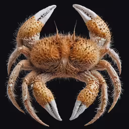 the legs and head of a crab on a black background