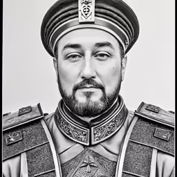 black and white portrait of a chinese soldier