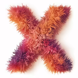 a letter x that is made out of a bunch of leaves