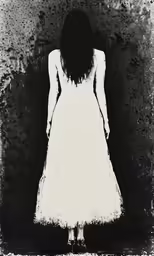 a woman is standing and looking down at something