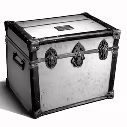 an old trunk is shown on a white background